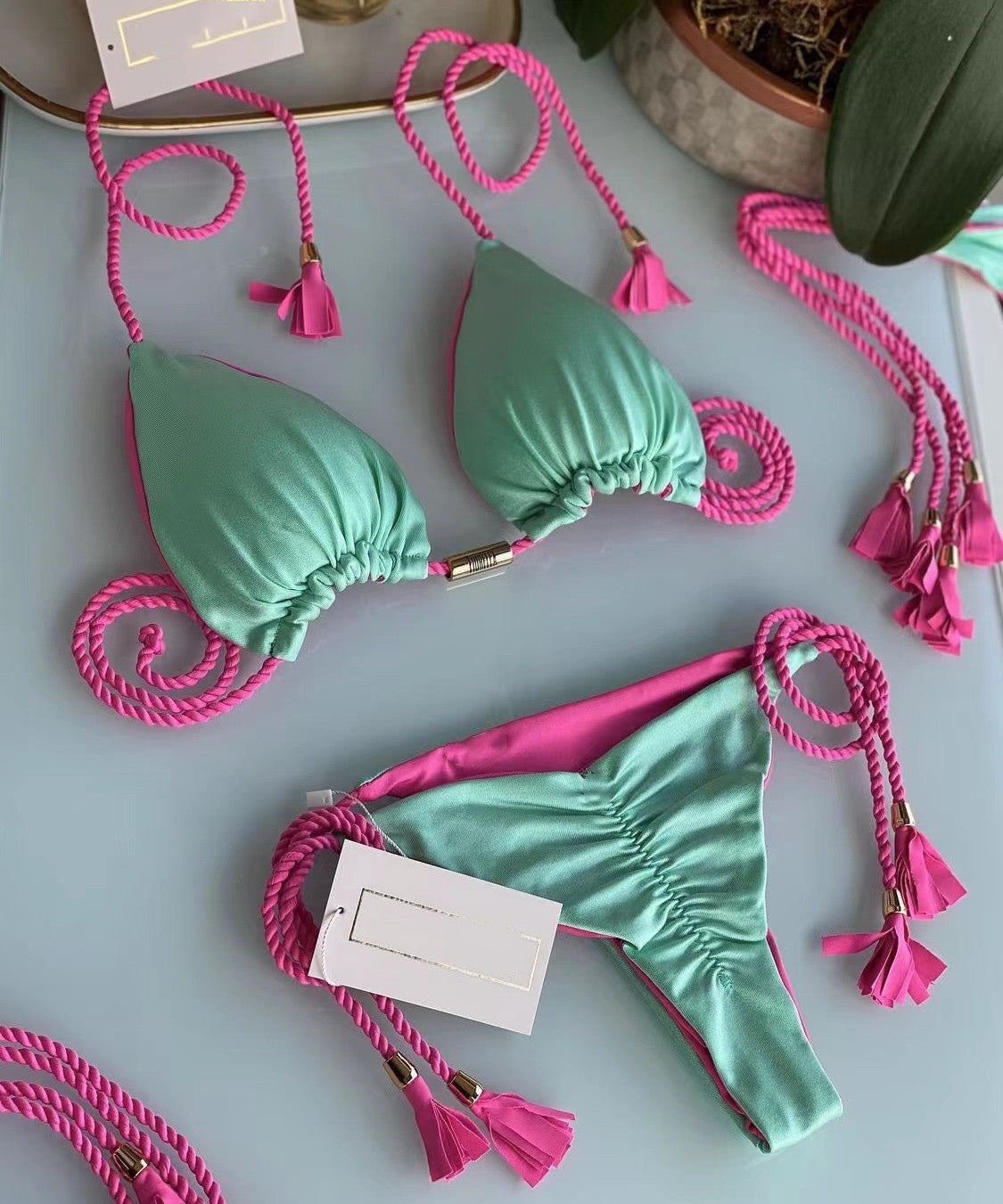 Braided Bikini Triangle Bag Swimsuit ce039ed2 fb89 476a 96ee 32e0f6a2d693