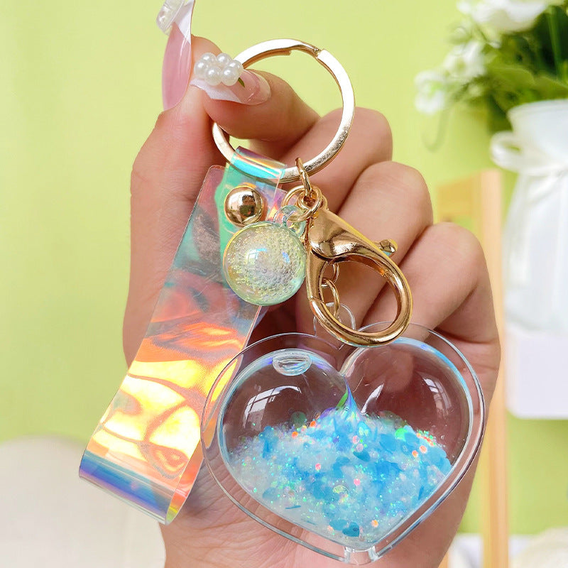 Creative Oil Quicksand Heart Keychain ce1c2aac b194 4689 b1c0 6fe8a0984036