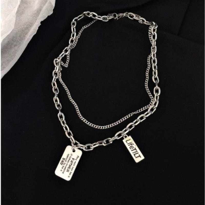 Fashion Double-layer Titanium Steel Necklace For Women ce1cd123 a6f9 4d8f a33c eb71325b8cd9