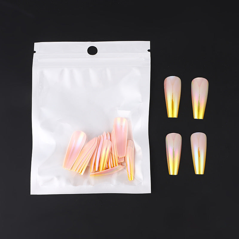 Girl's 24-piece Bagged Long Ballet Nail Dazzling Aurora Two-tone Gradient Wear Nail Polish Fake Nail Tip ce41ca50 da9f 4fda 9