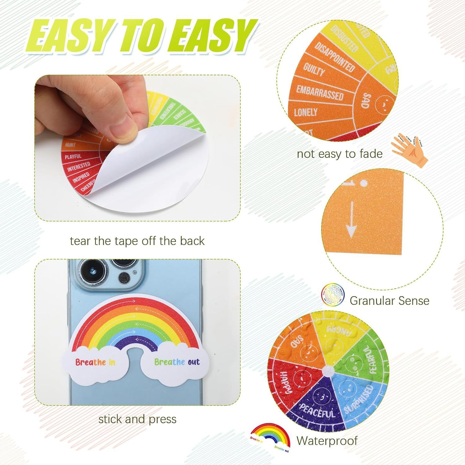 15-piece Decompression Stickers Anxiety Stripe Management Stickers Sensory Items Fingertip Stickers - 图片 3