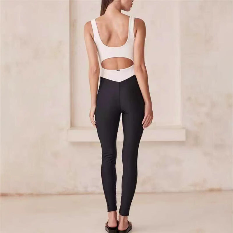 Bare Midriff Slim Fit Contrast Color Vitality Jumpsuit ce802160 e7d2 4b5f b296 e53282534627