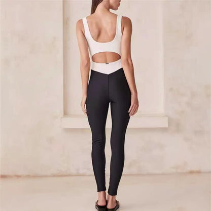 Bare Midriff Slim Fit Contrast Color Vitality Jumpsuit ce802160 e7d2 4b5f b296 e53282534627