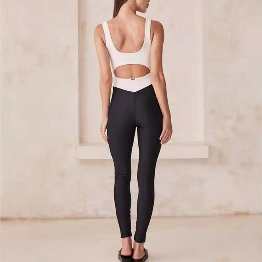 Bare Midriff Slim Fit Contrast Color Vitality Jumpsuit ce802160 e7d2 4b5f b296 e53282534627