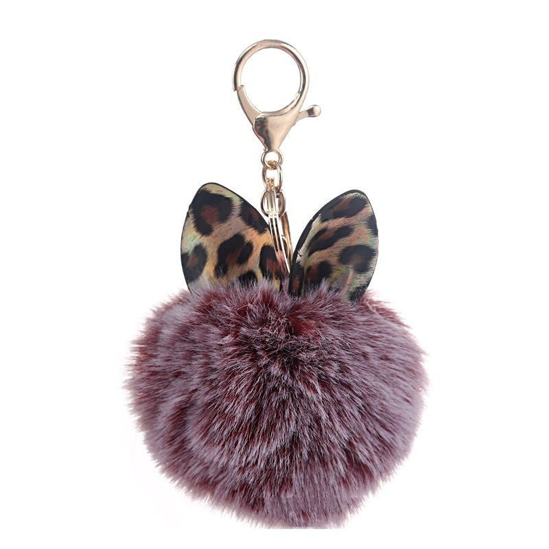 Leopard Print Small Ears Fur Ball Keychain ce99a456 18a3 4ed4 a769 baf8a316777f