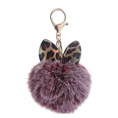 Leopard Print Small Ears Fur Ball Keychain ce99a456 18a3 4ed4 a769 baf8a316777f