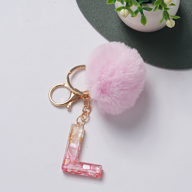 Hair Ball Pendant 26 English Letters Epoxy Keychain cea43a55 2f88 485d 96bc 8150ddfd8bda