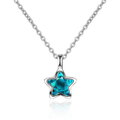 Blue Five-pointed Star Ear Buckle Clavicle Chain ceaf8d18 db85 441b 906d 2932bdb23994