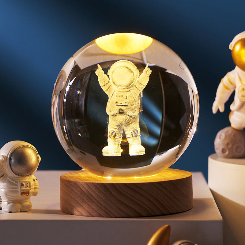 Luminous Starry Sky And Planets Moon Moon Crystal Ball Small Night Lamp Projection Ambience Light Creative Gift New Strange G
