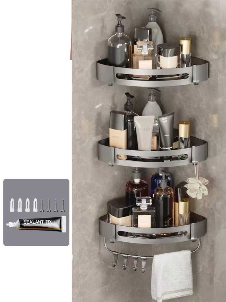 Bathroom Triangle Shelving Bathroom Wall Hanging Shelving Perforated Simple Storage Rack ceb4b764 86ca 4310 b3de fb335cfc9b7e