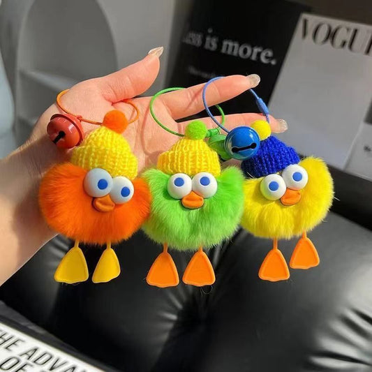 Cute Imitate Rex Rabbit Fur Little Duck Car Key Ring Pendant cec1fc29 e4e6 4ac8 8fd0 29915e4ad8fb