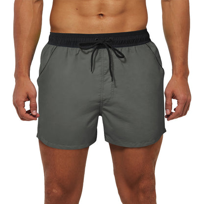 Men's Beach Pants European And American Boardshort Back Pocket Zipper Solid Color 3-point Pants Quick-drying Waterproof Linin