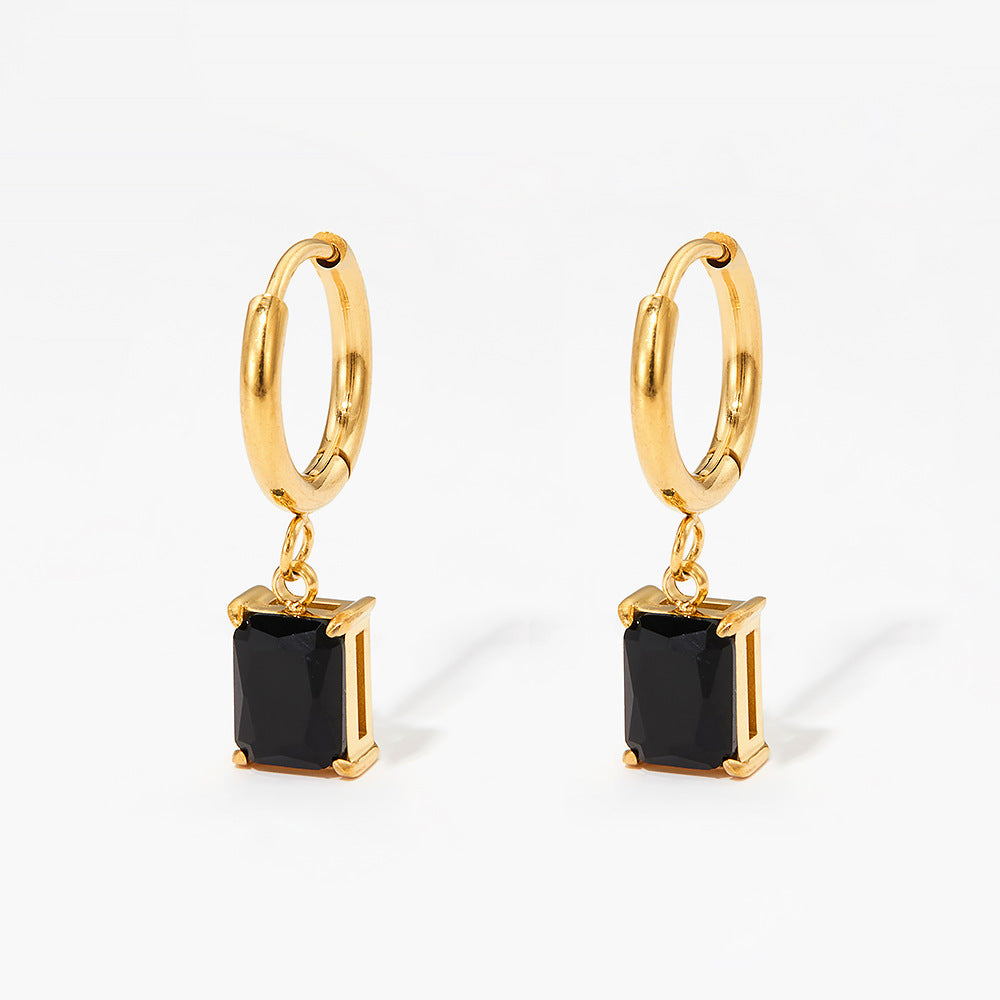 European And American Niche Normcore Bag Zircon Stainless Steel Geometric Simple Earrings For Women ced639c3 af56 4147 8856 f