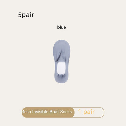 Women's Mesh Boat Socks Summer Thin Cotton Bottom Non-slip Tight Ice Silk Arbitrary Cut Women's Low Cut Invisible Socks cee0b