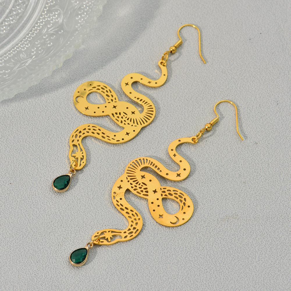Personalized Design Snake Element Simple Hollow Star And Moon Earrings cef21cbd 89b9 4862 9cf3 89eb77c887bc