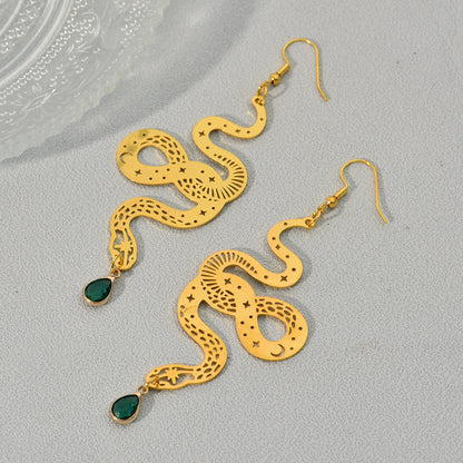 Personalized Design Snake Element Simple Hollow Star And Moon Earrings cef21cbd 89b9 4862 9cf3 89eb77c887bc