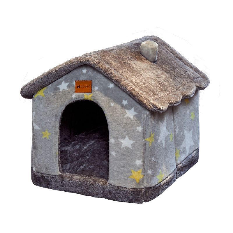 Foldable Dog House Pet Cat Bed Winter Dog Villa Sleep Kennel Removable Nest Warm Enclosed Cave Sofa Pets Supplies cf052e89 e2