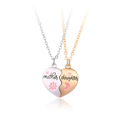 2PCS Set Jewelry Mother Daughter Necklace Matching Heart Magnetic Pendant Fashion Gifts For Mother's Day - HD Wireless Product #6