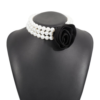 Retro Romantic Hepburn Style Pearl Necklace Rose Banquet Necklace cf1a60b2 71f7 49d6 b799 3803e6a86778
