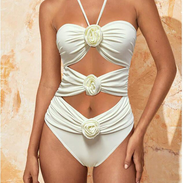 Ladies Hot Spring Three-dimensional Flower BIKINI One-piece Swimsuit cf2f48ca 8e15 4f5e 9407 99a3dd613934