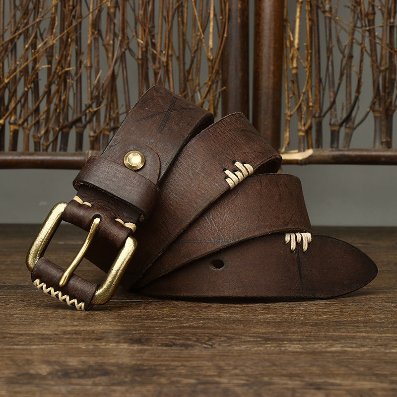Handmade Retro First Layer Cow Leather Belt cf37c515 72f8 49f6 8da4 595af440d532
