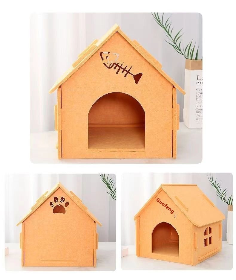Felt Cat Bed Four Seasons Universal Removable And Washable Small House Semi-closed Warm Pet Bed cf48d77e dc06 4f2f bfb7 5e96f
