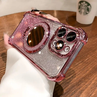 Magnetic Bracket Phone Case With Lens Protector Four Corners Drop-resistant - 图片 4