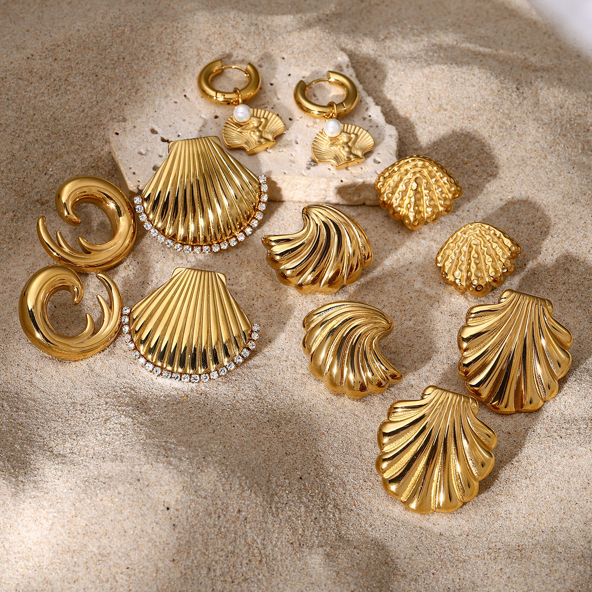 Shell Stainless Steel Beach Wind Titanium Steel Earrings cfb1286b 0033 4a37 91c7 cfe3cb775116
