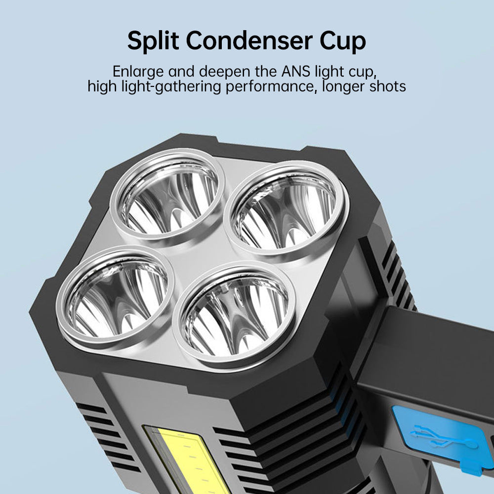 Four Core Flashlight Strong Charging Outdoor Super Bright Far Shooter Lantern cfcd88a7 2a61 4c81 b5c0 d0f05a6e4b45
