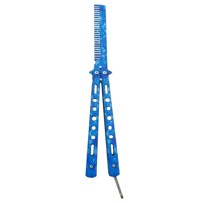 Outdoor Foldable Comb Stainless Steel Practice Training Butterfly Knife Comb Beard Moustache Brushe Salon Hairdressing Hair S
