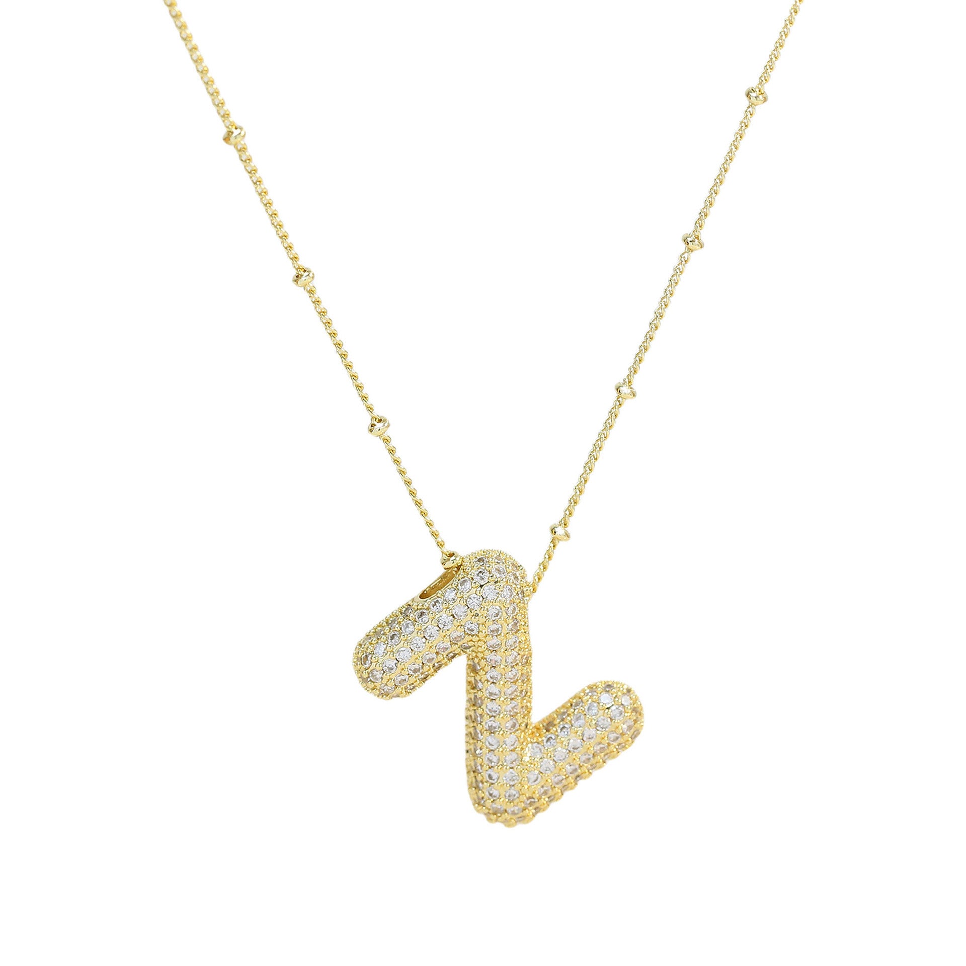 Brass Zircon Bubble Balloon Letter Pendant Necklace For Women cfe82e40 1d42 4438 aef6 f7c578c9d492