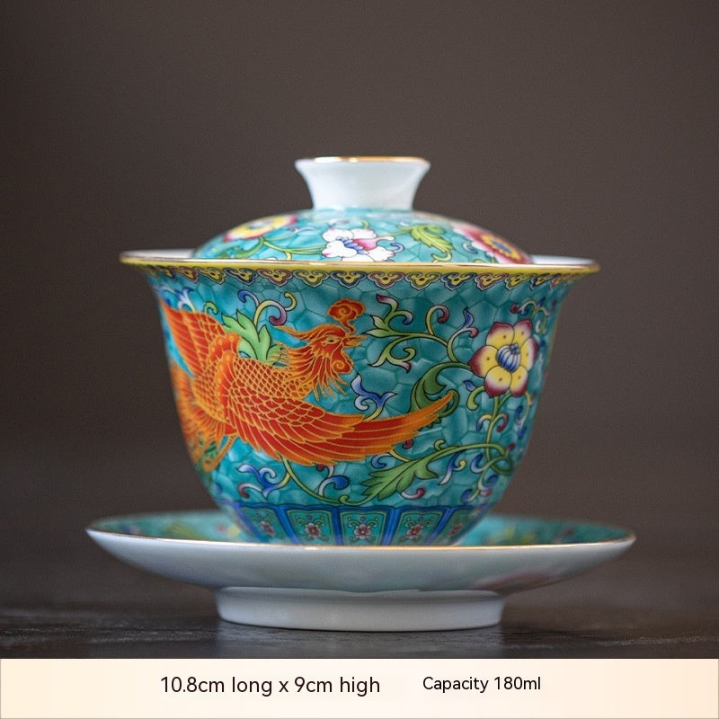 Enamel Ceramic Gaiwan Dragon And Phoenix Tea Cup cff17f31 b0bb 4672 beec 7b66b4f227fe trans
