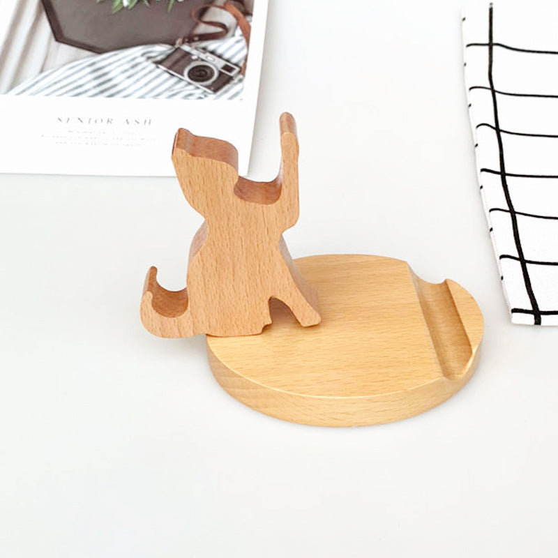 Creative  Mobile Phone Toma Back With Coin Beech Wood Lazy Phone Holder Custom Lettering - 图片 24