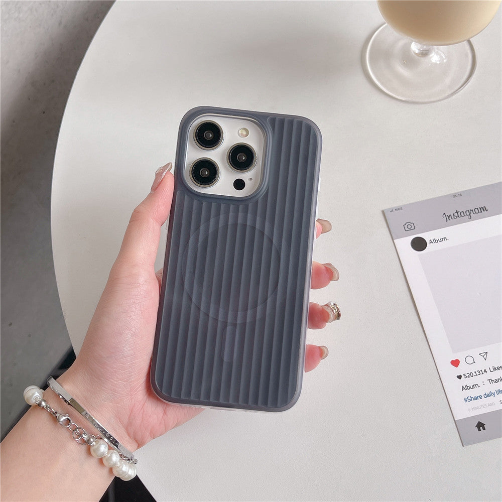 Skin-sensitive Color Corrugated Stripe Magnetic Phone Case - 图片 6