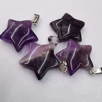 Natural Stone Crystal Agate Shuangbu Face Five-pointed Star Pendant d0165252 8aa2 43a1 8458 cb808d022bec fine