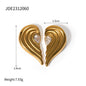 18k Gold Stainless Steel Inlaid Zircon Symmetrical Heart Earrings - HD Wireless Product #6