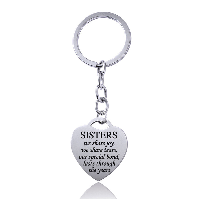 Stainless Steel Heart Sisters Best Friends Inspirational Keychains d0309b5f c65d 4601 98ea 74021804a125