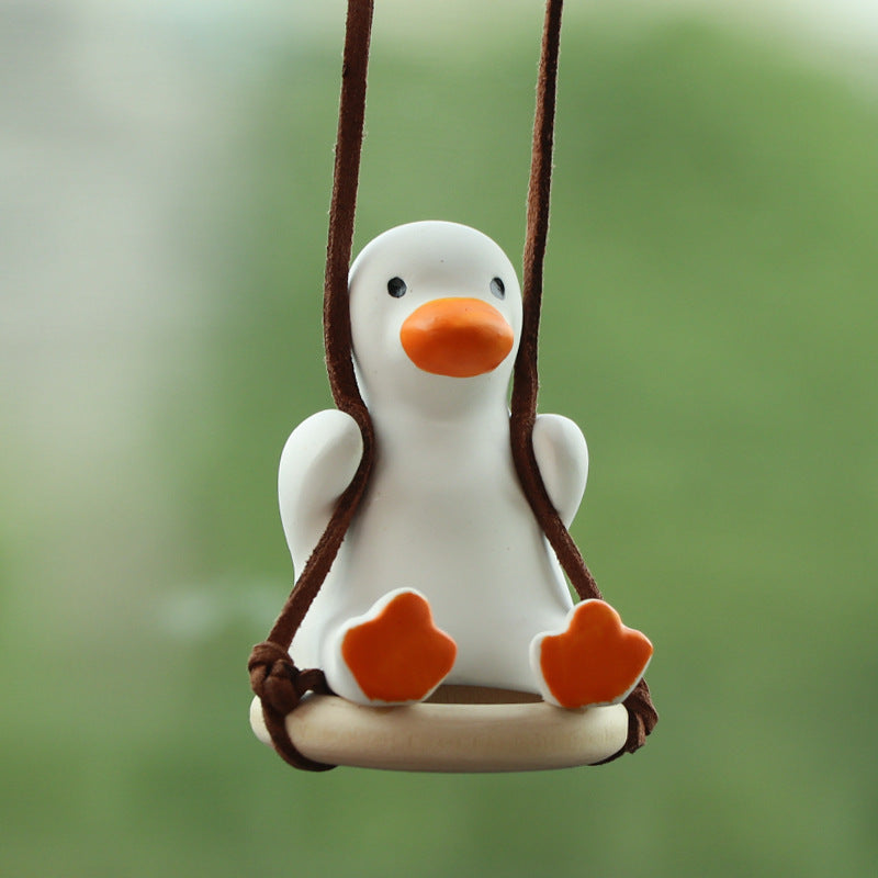 Car Pendant Cute Anime Little Duck Swing Auto Rearview Mirror Hanging Ornaments Interior Decoraction Accessories For Girls Gi