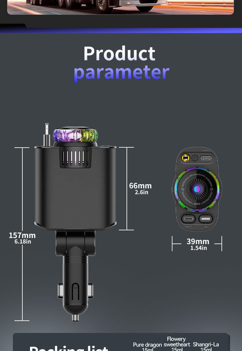 Multifunctional Purple Light Car Phone Charger