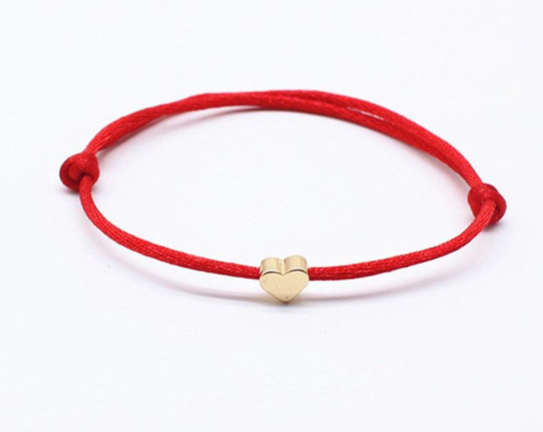 Waterproof Wax Wire Alloy Peach Heart Hand-woven Bracelet For Women d065aa36 dd99 4c40 85dc fe3baae1ea0d