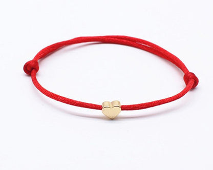 Waterproof Wax Wire Alloy Peach Heart Hand-woven Bracelet For Women d065aa36 dd99 4c40 85dc fe3baae1ea0d