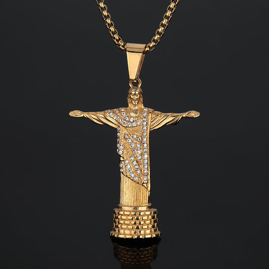 Vintage Stainless Steel Portrait Necklace City Of God Pendant d066ccc9 f864 4780 9154 37f5cec8f4a9