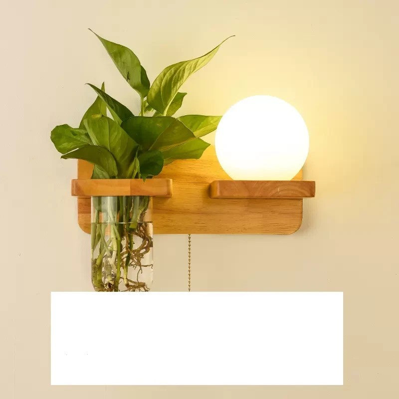 Green Plant Solid Wood Corridor Decoration Bedroom Bed Creative Wall Lamp d079baa0 f885 47dc a3c8 20b98d905c94