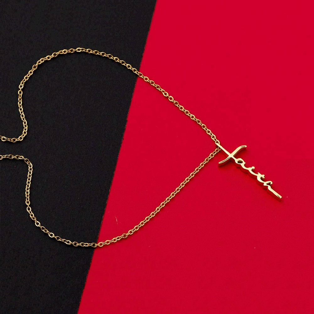 Fashion Gold Silver Color Letter Faith Cross Necklace d091c7ba a25c 43eb a463 90d8209e7f40