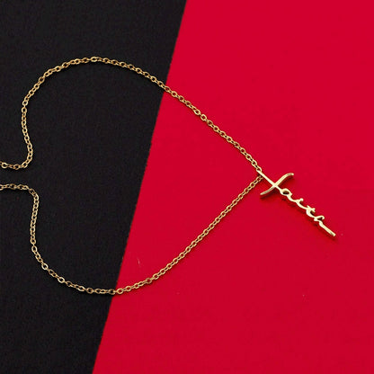 Fashion Gold Silver Color Letter Faith Cross Necklace d091c7ba a25c 43eb a463 90d8209e7f40