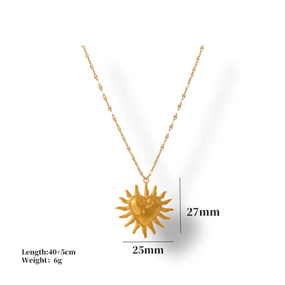 18K Gold Fire SUNFLOWER Love Pendant Necklace - HD Wireless Product #6