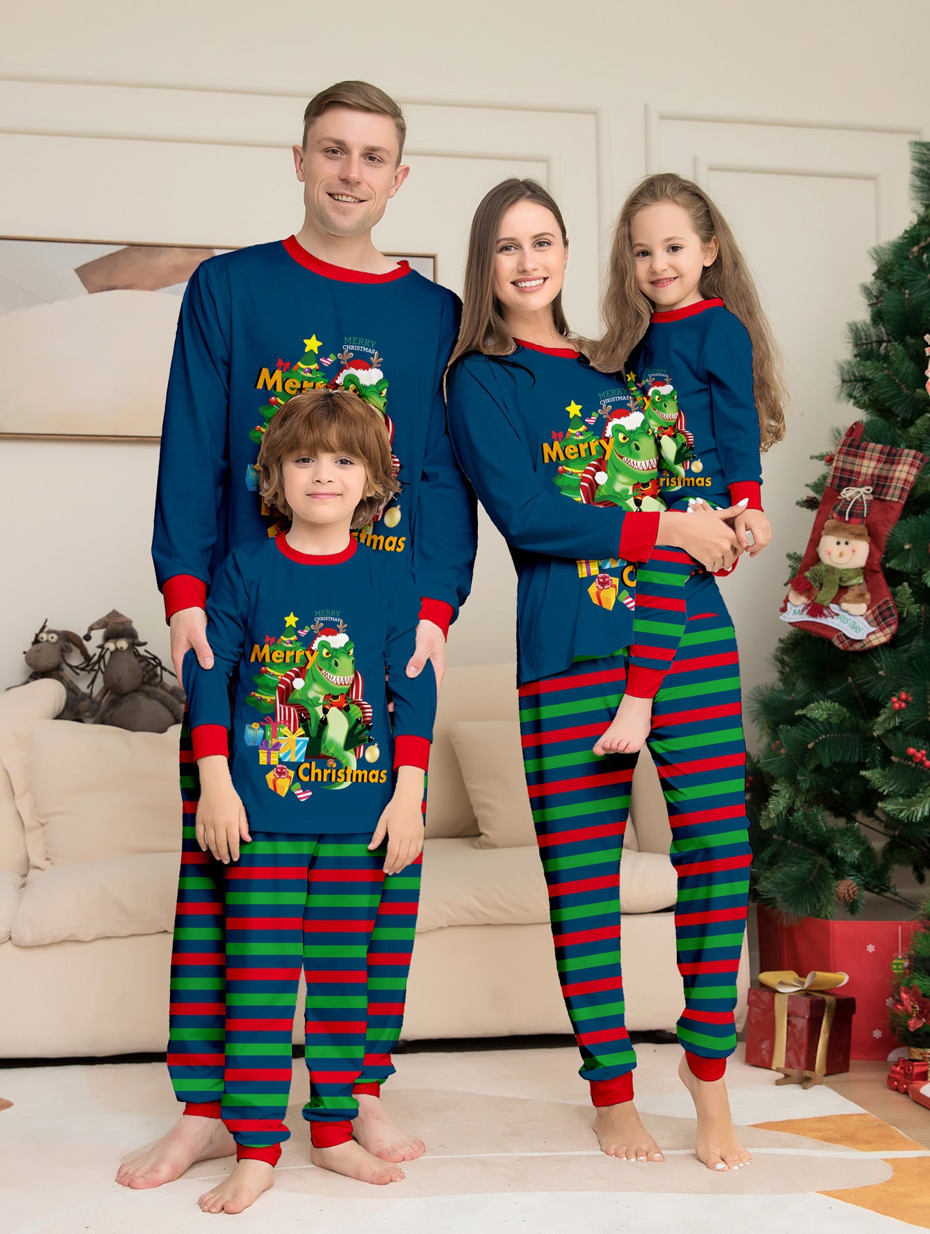 Tyrannosaurus Letter Christmas Tree Printing Parent-child Suit Pajamas d0c6ea72 16e8 4643 8868 38de10fa3602