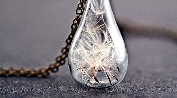 Vintage Handmade Fashion Dandelion Seed Glass Necklace
