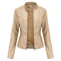 Thin Large Size Leather Clothing With Stand Collar Slim-fit Jacket d0e14d02 0718 4fd9 9354 ab22eed6e0fe