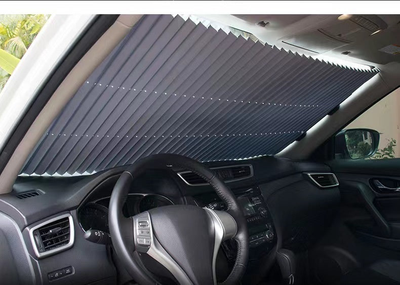 Automatic Retractable Sunshade Sun Protection Front Windscreen Car Sunshade Windproof Summer Car Sunshade d0e3f037 d1c1 473b 